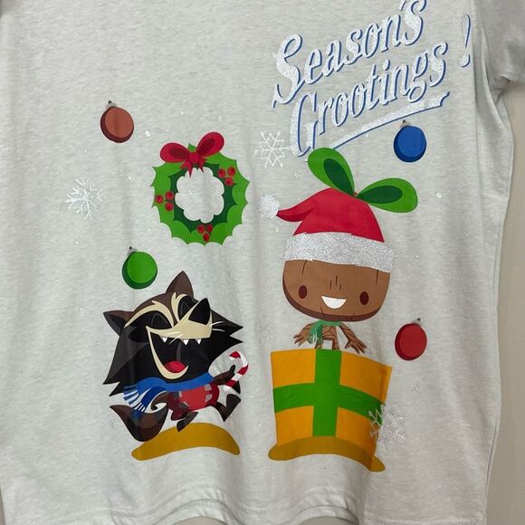 Disney Marvel Groot Holiday Tee Season's Grootings Guardians of the Galaxy Sz Lg - Picture 4 of 5